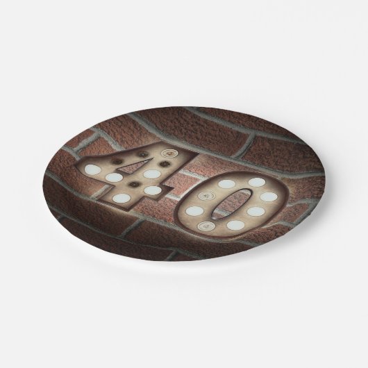 40e verjaardagsmarquee-teken op bakstenen muur papieren bordje (Gekanteld)