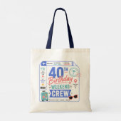 40e verjaardagsweekend crew retro reisticket tote bag (Achterkant)