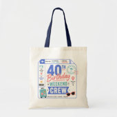 40e verjaardagsweekend crew retro reisticket tote bag (Voorkant)