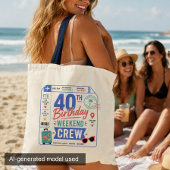 40e verjaardagsweekend crew retro reisticket tote bag