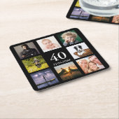 40e verluardagsfeest zwart fotocollage mannen kartonnen onderzetters (Schuin)