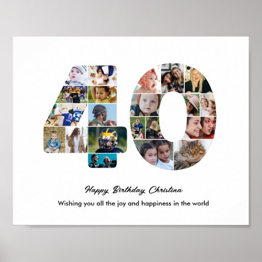 40e verpartij Cijfer 40 Fotocollage Poster (Voorkant)
