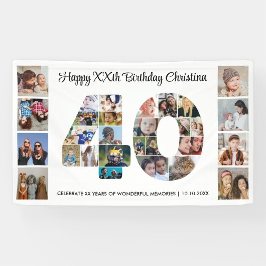 40e verpartij Foto Collage nummer 40 Spandoek (Horizontaal)