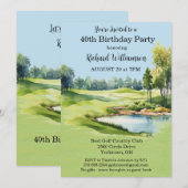 40e verpartij mannen golf thema feest kaart (Voorkant / Achterkant)