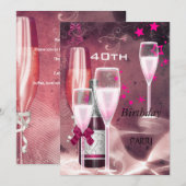 40e verpartij Roze Champagne 40 Kaart (Voorkant / Achterkant)