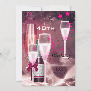 40e verpartij Roze Champagne 40 Kaart