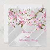 40e verpartij witte roze bloesem bloem 2 kaart (Voorkant)