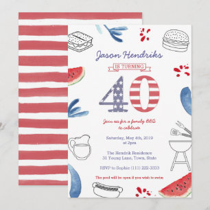40e verpartijfeest voor familie BBQ op 4 juli Kaart