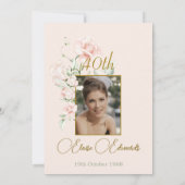 40e Verrassing Blush Roze Bloemen Foto Verjaardag Kaart (Achterkant)