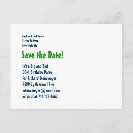 40e Verrassing Verjaardag Save the Date Blauw Groe Aankondigingskaart (Achterkant)