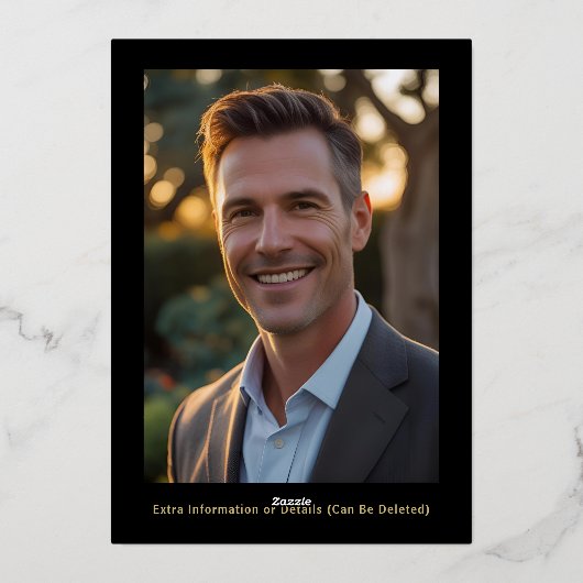 40e Verrassing Verjaardagsfoto op Black & Gold Folie Uitnodiging (Achterkant)