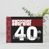 40e verrassingsdag Modern Red Black en White Kaart (Staand voorkant)