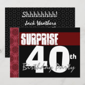 40e verrassingsdag Modern Red Black en White Kaart (Voorkant / Achterkant)
