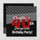 40e verrassingsdag moderne zwarte rode grijs kaart (Voorkant / Achterkant)