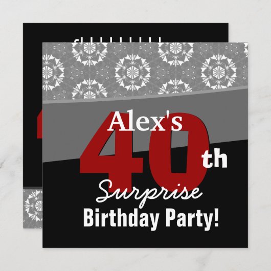 40e verrassingsdag moderne zwarte rode V13 Kaart (Voorkant / Achterkant)