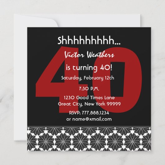 40e verrassingsdag moderne zwarte rode V34 Kaart (Achterkant)
