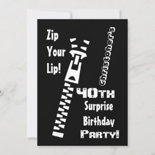 40e verrassingsdag Partij Zip Uw Lip Naam Kaart