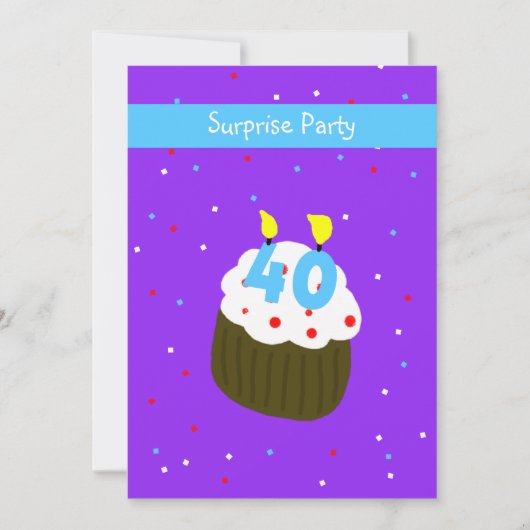 40e Verrassingsfeestje Uitnodiging Cupcake (Voorkant)