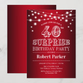 40e Verrassingsverjaardag - Zwart Rood Wit Kaart (Voorkant / Achterkant)