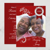 40e Vibrant Ruby Red Damask - Aangepaste foto Kaart (Voorkant / Achterkant)