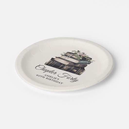 40e | Victoriaans Boek Verjaardag Papieren Bordje (Gekanteld)