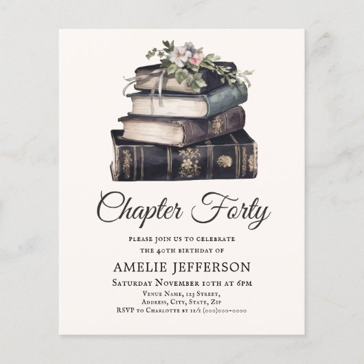 40e |  Victoriaans Boek Verjaardagsuitnodiging (Voorkant)