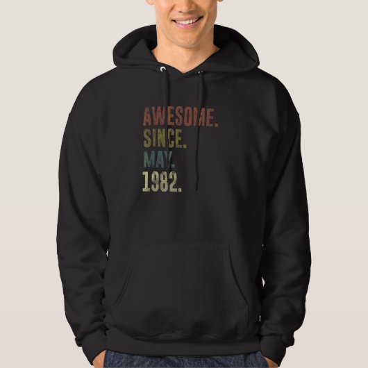 40e Vintage Geweldige sinds mei 1982 Hoodie (Voorkant)