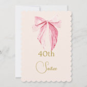 40e Waterverf Roze Elegante Verjaardagsstrik Kaart (Achterkant)