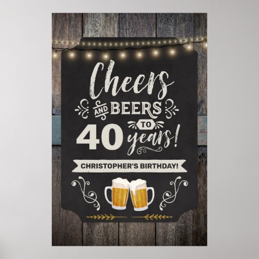 40e welkomstteken voor Cheers & Beers 20x30 Poster (Voorkant)