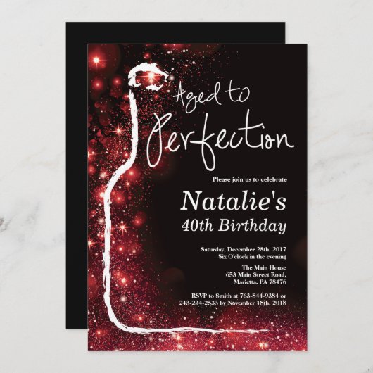 40e wijnverjaardag tot perfectie Red Glitter Kaart (Voorkant / Achterkant)