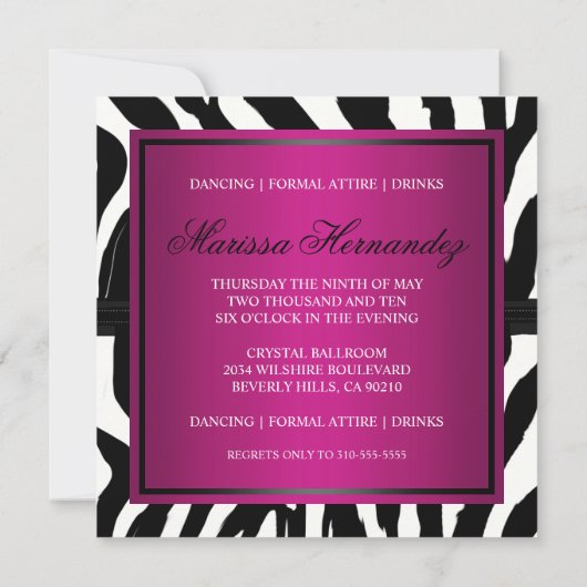 40e Zebra Birthday party Kaart (Achterkant)