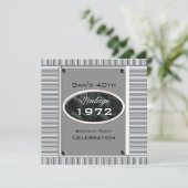 40e Zilverkijk Afbeelding Birthday Party Kaart (Staand voorkant)