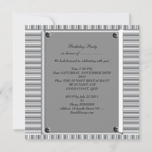  40e Zilverkijk Afbeelding Birthday Party Kaart (Achterkant)