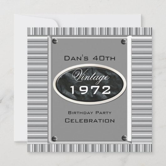 40e Zilverkijk Afbeelding Birthday Party Kaart (Voorkant)