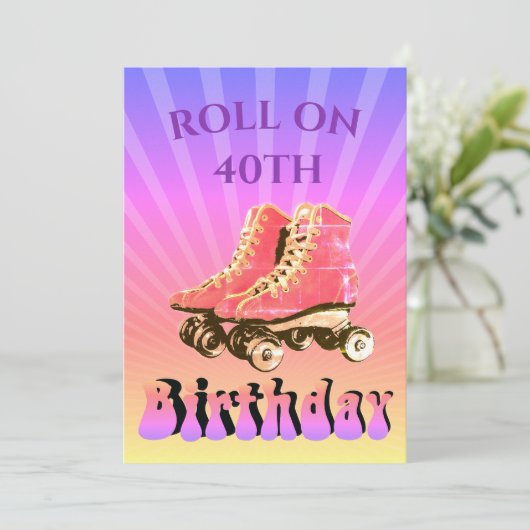 40e zonnescherm van de vogelretro Roller-Schaats Kaart (Staand voorkant)