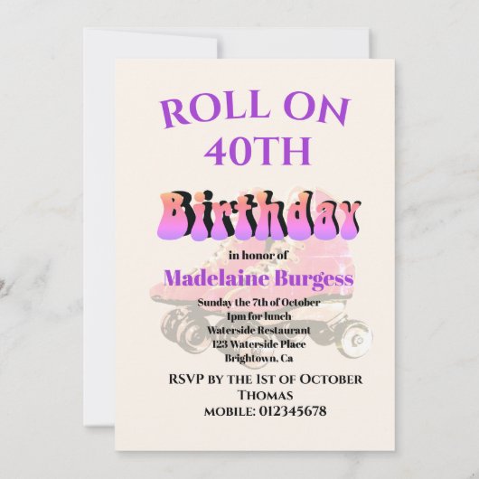 40e zonnescherm van de vogelretro Roller-Schaats Kaart (Achterkant)