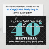 40e ZUIVERING Birthday Black Turquoise W1858 Kaart (Voorkant / Achterkant)