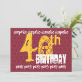 40e ZUIVERING Birthday Red Gold Modern S305 Kaart (Staand voorkant)