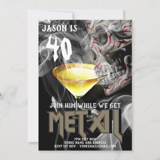 40e Zware Metaal Verjaardag nodigt gitaar GOTHIC u Kaart (Voorkant)