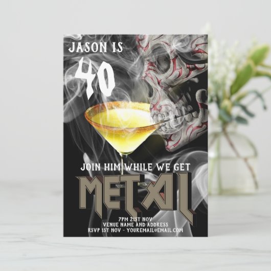 40e Zware Metaal Verjaardag nodigt gitaar GOTHIC u Kaart (Staand voorkant)