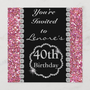 40e ZWART-uitnodiging van de Birthday Party Kaart