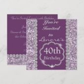 40e ZWART-uitnodiging van de Birthday Party Kaart (Voorkant / Achterkant)