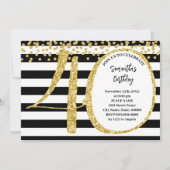 40e Zwart Wit en Goud Glitter Moderne Verjaardag Kaart (Voorkant)