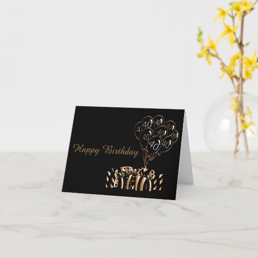 40e Zwarte Luchtballonnen| Zachte woorden Kaart (Gele Bloem)