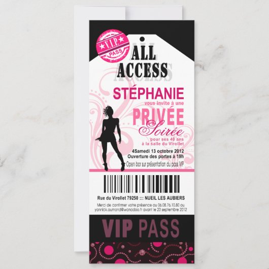 40ème fête VIP d'anniversaire personnalisée (Voorkant)