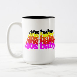 40s Baby Retro Colorful Typography 40th Birthday Tweekleurige Koffiemok