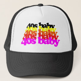 40s Baby Retro Kleurrijke Typografie 40e Verjaarda Trucker Pet