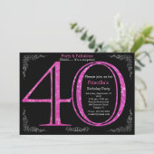 40ste, Birthday party, 40, Gatsby, zwarte zilver Kaart (Staand voorkant)