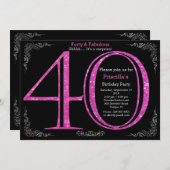 40ste, Birthday party, 40, Gatsby, zwarte zilver Kaart (Voorkant / Achterkant)