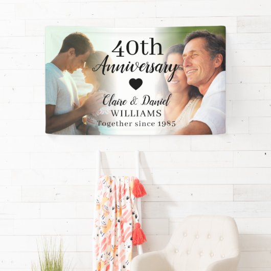 40ste bruiloft Jubileum Custom 2 Photo Collage Spandoek (Insitu)